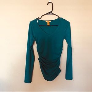 Blue sinched long sleeve top